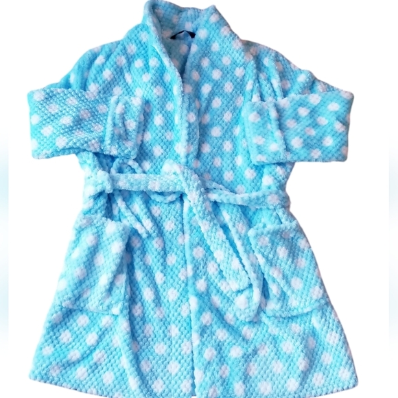 Plush Polka Dot Plush Robe Size Large Noire Jasmine Rose - Picture 1 of 13